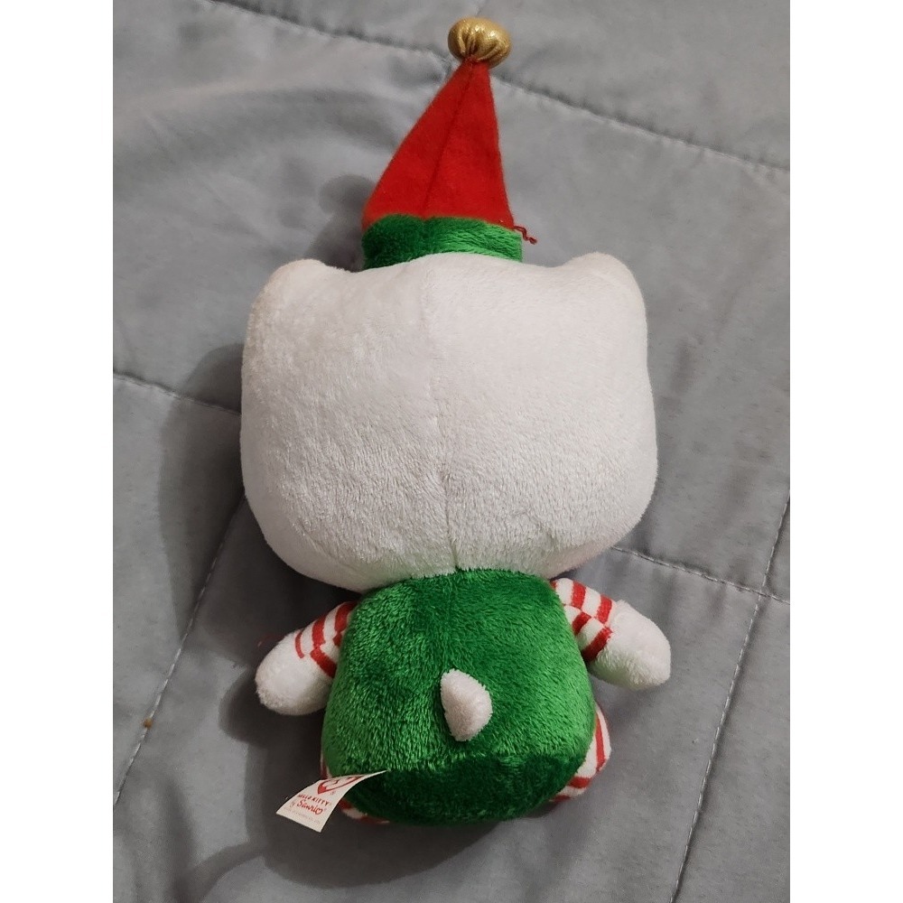 Sanrio Hello Kitty Christmas Elf Plush Ty Beanie Baby Red Green Gold Bow Holiday - Picture 2 of 2